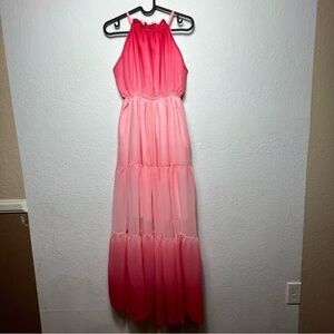 Mimix High Neck Sleeveless Maxi Dress Pink
